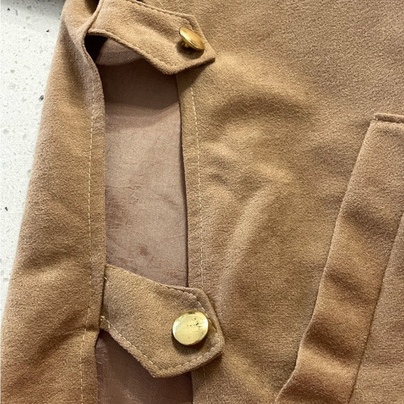 Vintage MJ Seattle Tan Faux Suede Half Sleeve Jacket Women’s Small Made in USA - Picture 5 of 12